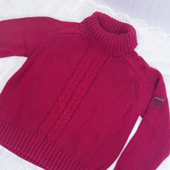 Vintage Women's Calvin Klein Jeans Cozy Cable Knit Turtleneck Sweater - Picture 1 of 10